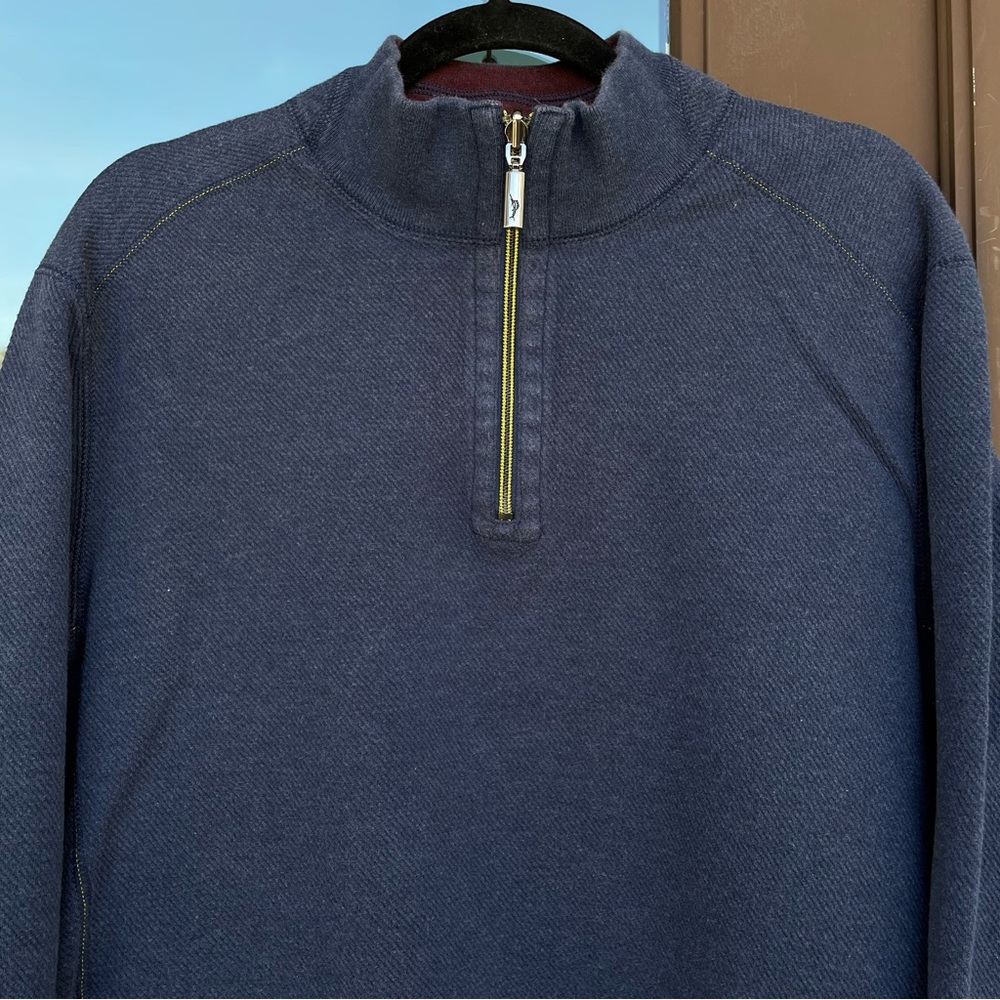Tommy Bahama Reversible Blue / Burgundy 1/4-Zip Sweater L